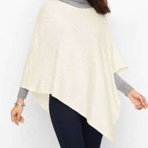 NWOT Talbots Embellished Asymmetrical Poncho Ivory
